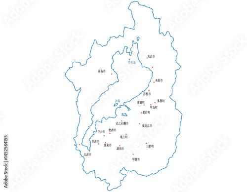 滋賀県　地図　白　斑点　イラスト