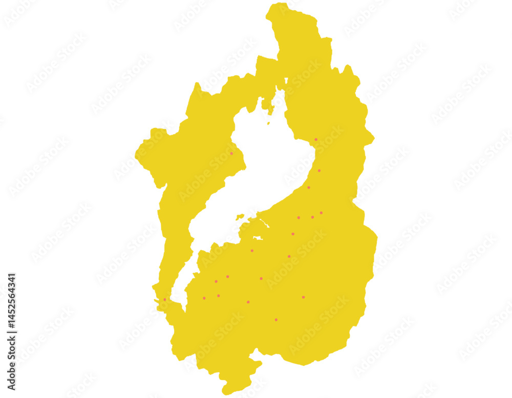 Obraz premium 滋賀県 地図 黄色 斑点 イラスト