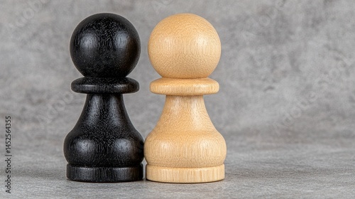 Black and Beige Chess Pawns on Gray Surface