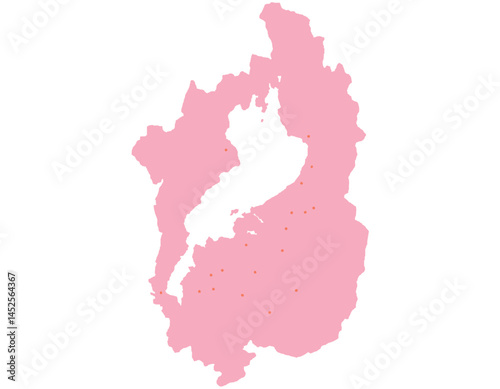 滋賀県　地図　ピンク　斑点　イラスト