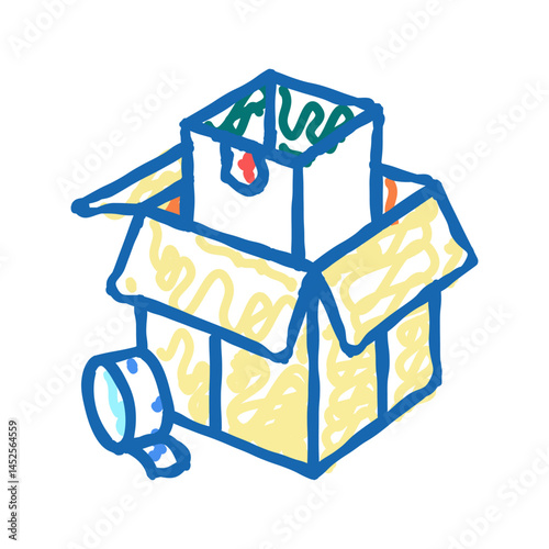 packaging and wrapping parcel icon doodle illustration