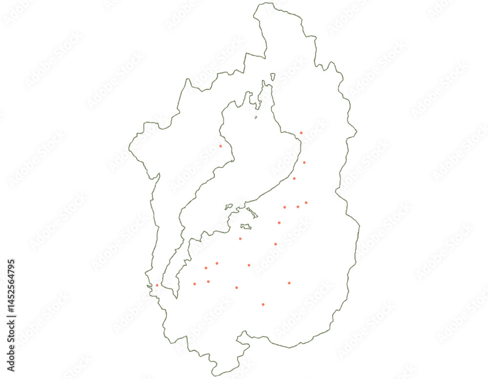 Obraz premium 滋賀県 地図 白 斑点 イラスト
