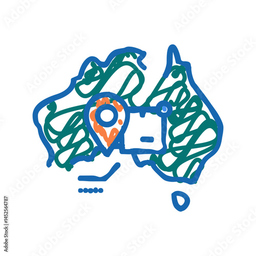 australia shipment tracking icon doodle illustration