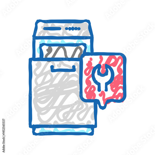 trash compactor repair icon doodle illustration