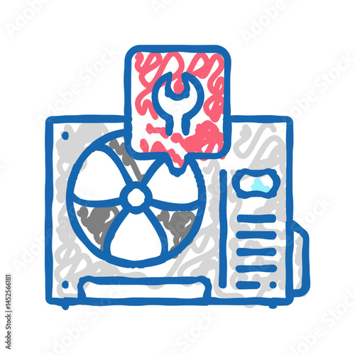 air conditioner repair icon doodle illustration