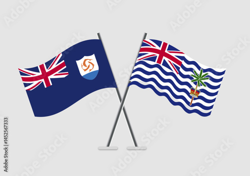 Anguilla and British Indian Ocean Territory vector flags in clean vector composition