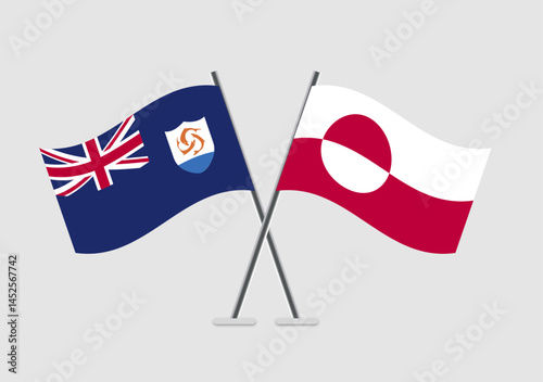 Anguilla and Greenland vector flags vectorized in soft stylization