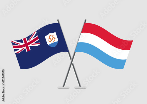 Anguilla and Luxembourg vector flags crossing in graphic symbolism
