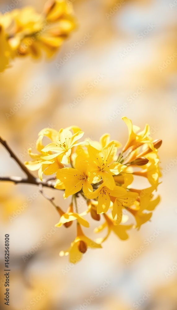Obraz premium blooming forsythia flowers in peak spring