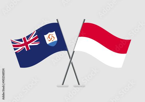 Anguilla and Monaco vector flags visual for thematic decor