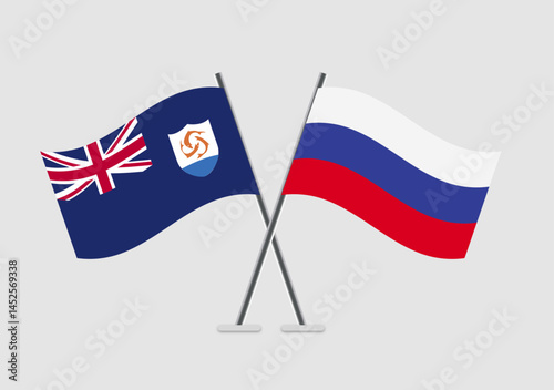 Anguilla and Russia vector flags shown in treaty-style illustration