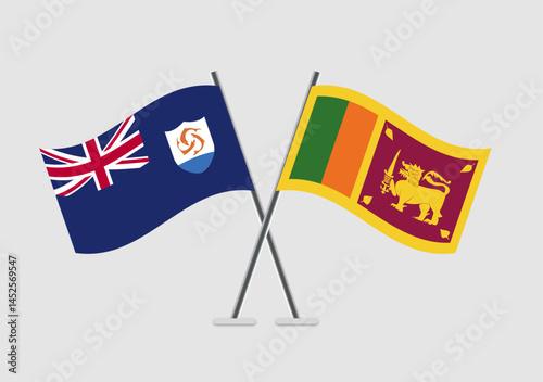 Anguilla and Sri Lanka vector flags styled in ceremonial layout