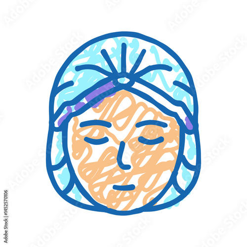 hat solarium, disposable protective cap icon doodle illustration