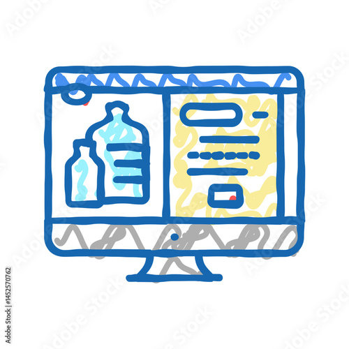 web site for ordering water in internet online icon doodle illustration