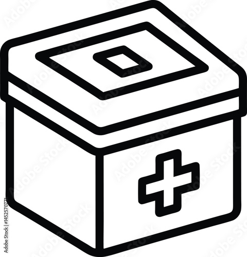 medicine box outline vector icon on white background