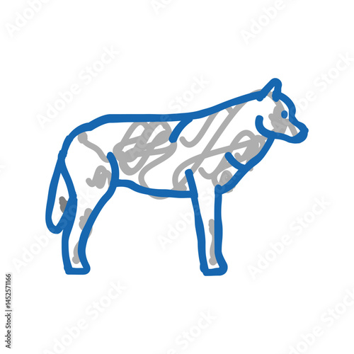 wolf wild animal icon doodle illustration