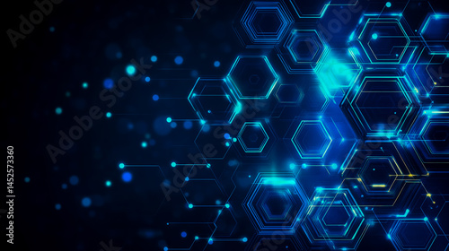 Abstract technology background with hexagons for digital innovation and network connection design