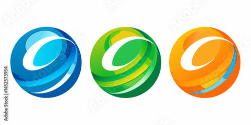 Abstract Colorful Swirling Orb Logo Design Set