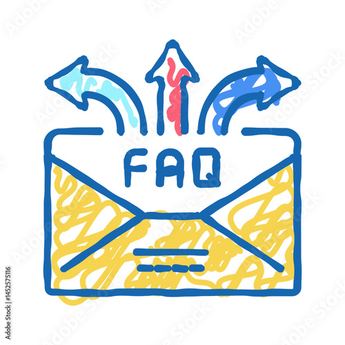 faq frequently asked questions icon doodle illustration