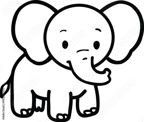 Elephant line art for drawing and coloring book