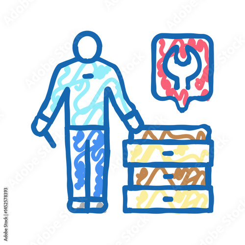 furniture assembler icon doodle illustration