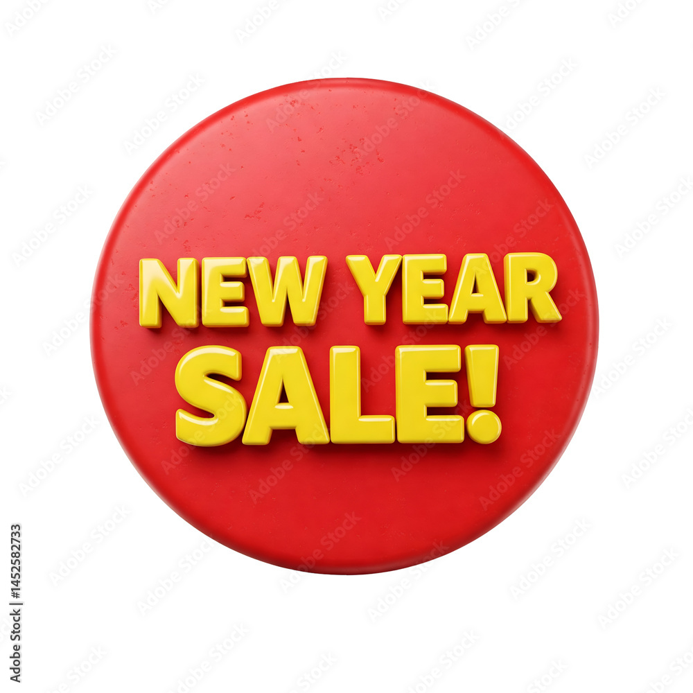 Obraz premium Red Round New Year Sale Button or Label isolated on a transparent background 