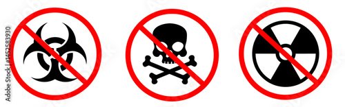 Toxic Bio Hazard Waste Forbid Pictogram Set