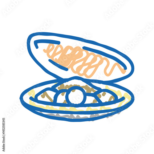 pearl oyster shell icon doodle illustration