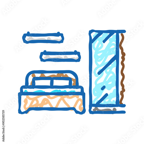 bedroom furniture icon doodle illustration
