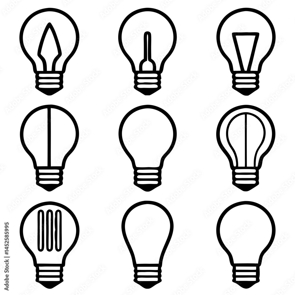 Black Light Bulb Vector Set.tech or innovation product showcasing Black Light Bulb Vector Set.tech or innovation product showcasing