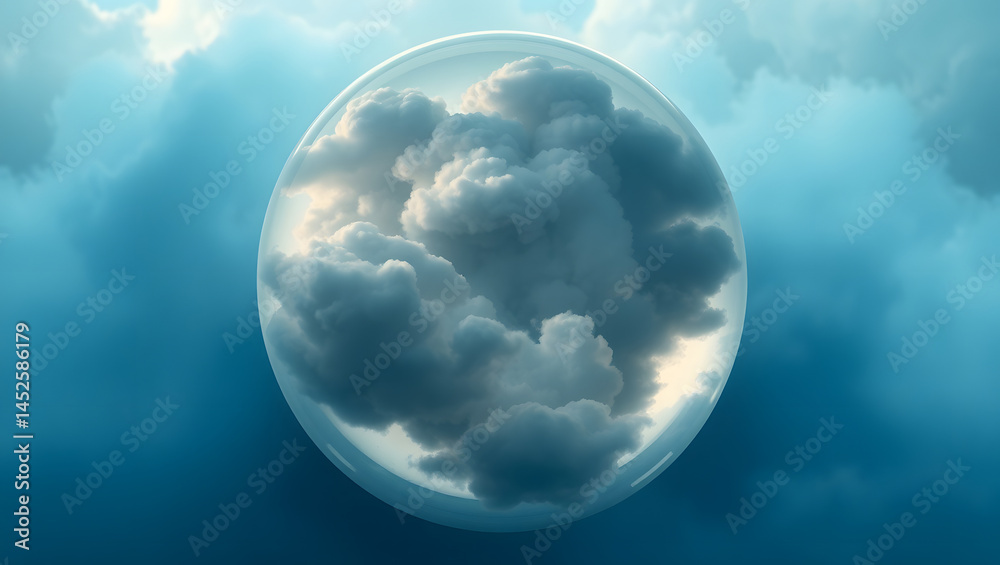 Encapsulated Storm A Glass Sphere Containing Turbulent Clouds