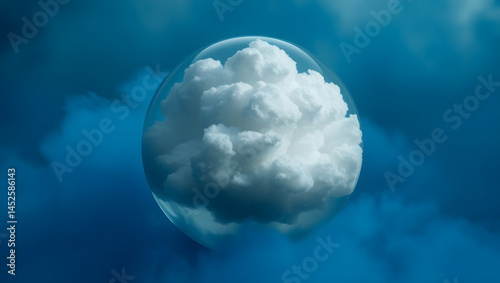 Surreal Glass Sphere Encapsulating a Storm Cloud