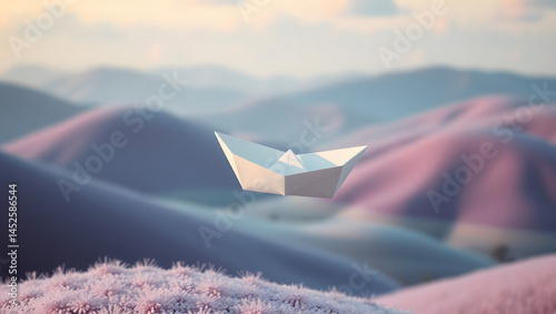 Floating Paper Boat Surreal Landscape Art