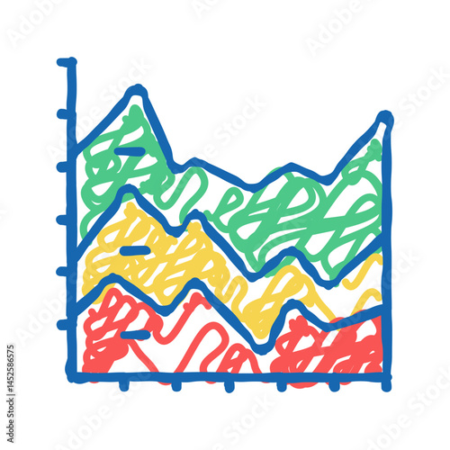 stacked area chart icon doodle illustration