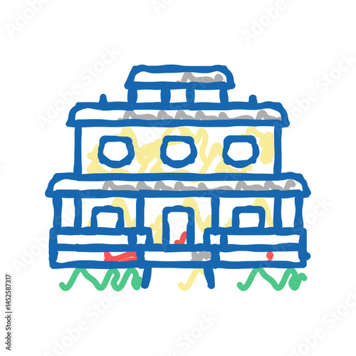 craftsman house icon doodle illustration