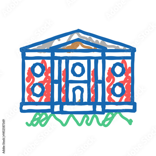greek revival house icon doodle illustration