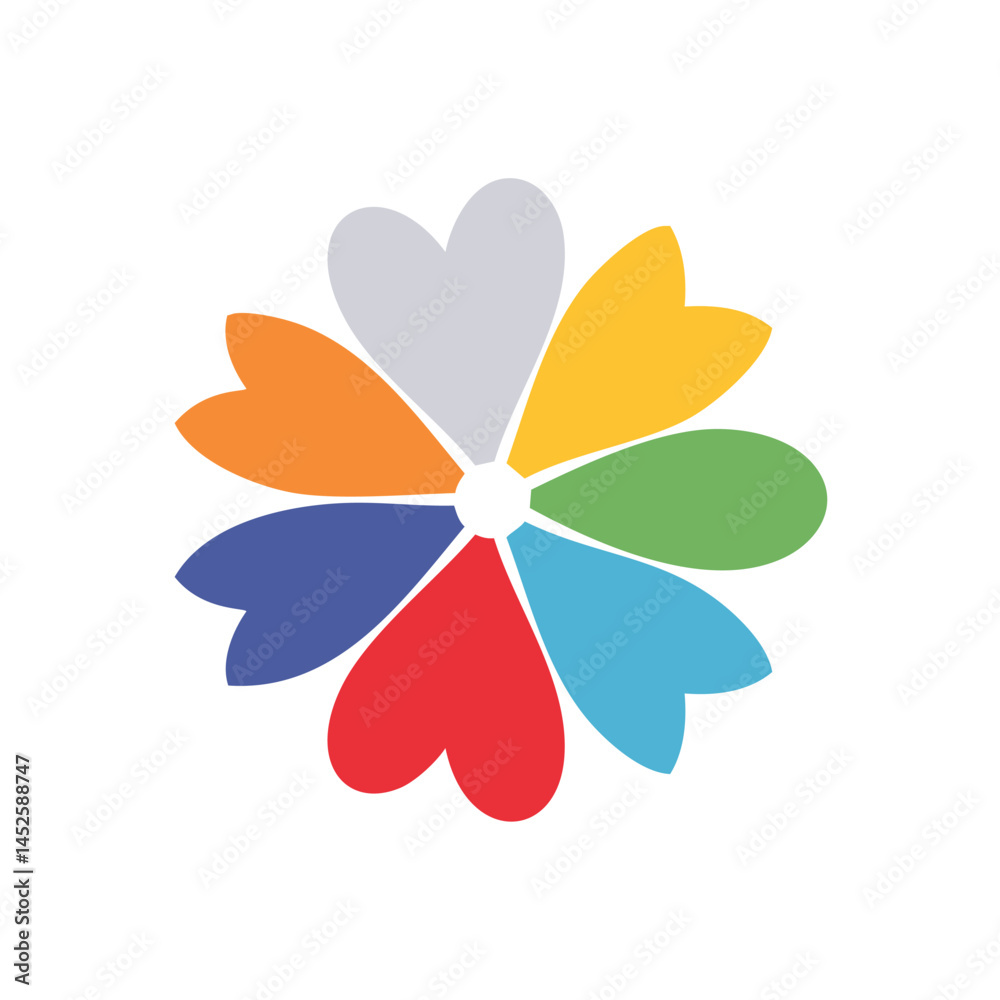 Fototapeta premium Colorful Heart-Shaped Petals Flower Design