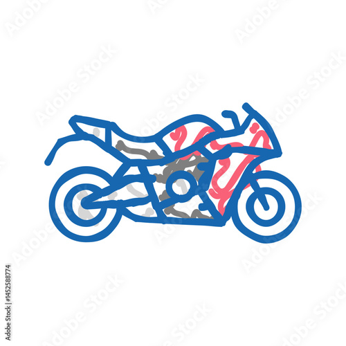sportbike motorcycle icon doodle illustration