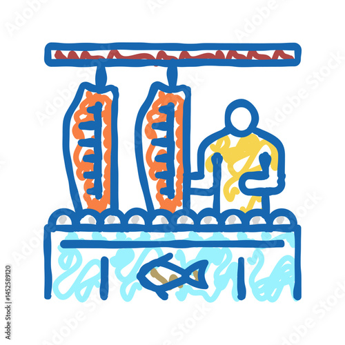 processing plant salmon icon doodle illustration