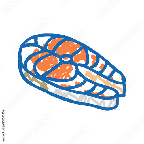 steak salmon icon doodle illustration