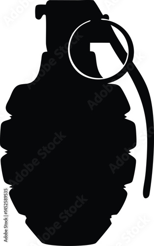 Hand grenade icon, grenade silhouette, Army military hand grenade silhouette vector