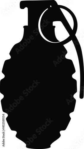 Hand grenade icon, grenade silhouette, Army military hand grenade silhouette vector