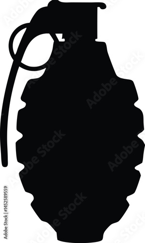 Hand grenade icon, grenade silhouette, Army military hand grenade silhouette vector