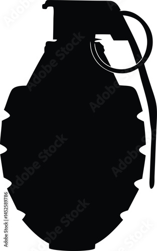 Hand grenade icon, grenade silhouette, Army military hand grenade silhouette vector