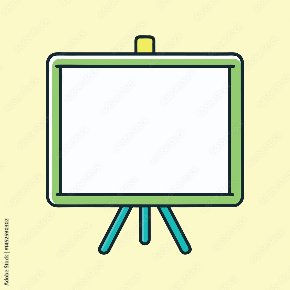A simple blank whiteboard on a stand with a pale yellow background A simple blank whiteboard on a stand with a pale yellow background