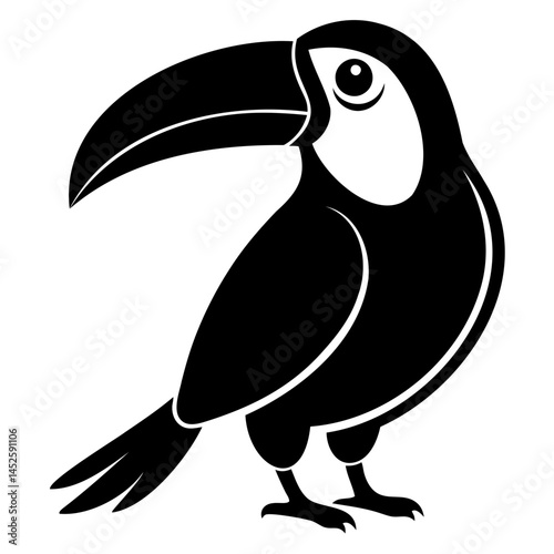 Toucan bird vector illustration tropical wildlife exotic bird design black and white silhouette drawing art 100 char isolated on transparent background