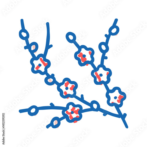 plum tree branch icon doodle illustration