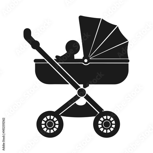 Mother and Baby Carriage icon silhouette vector illustration