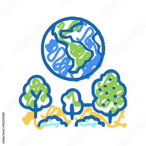 earth environment icon doodle illustration