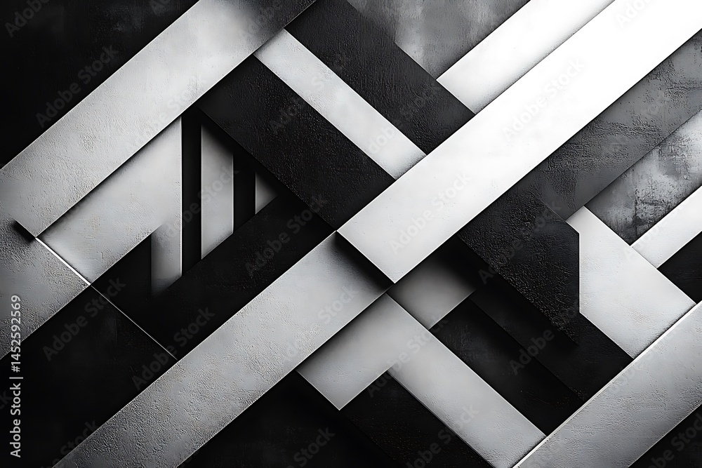 Abstract Black And White Geometric Pattern With Textured Rectangles Abstract Black And White Geometric Pattern With Textured Rectangles